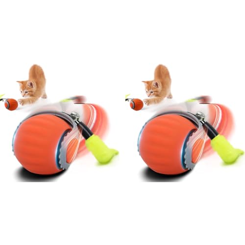Qpets® Electric Automatic Rolling Cat Ball Toy 2-Speed Modes Teasing Tail Bell Charm Interactive Self Play Chasing Silicone for Indoor Cats USB Rechargeable 2 PCS Qpets® Electric Automatic Rolling Cat Ball Toy 2-Speed Modes Teasing Tail Bell Charm Interactive Self Play Chasing Silicone for Indoor Cats USB Rechargeable 2 PCS